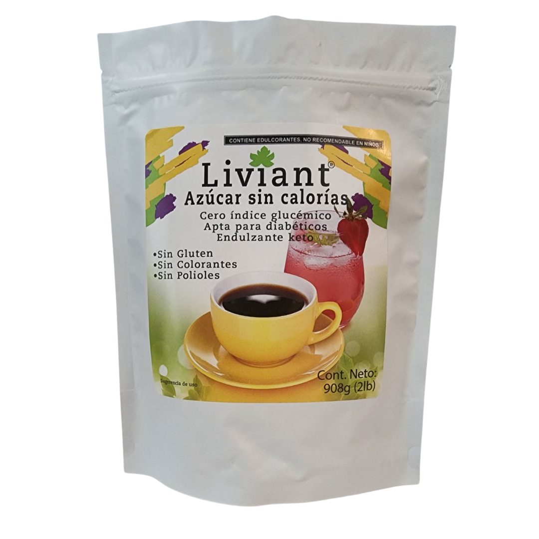 Liviant, azúcar sin calorías, Keto,0 índice glucémico, sin gluten, vegana, 908 grs.