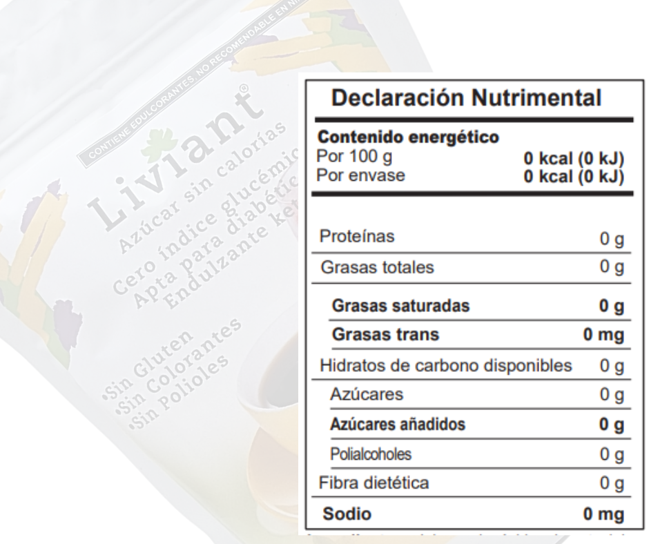 Liviant, azúcar sin calorías, Keto,0 índice glucémico, sin gluten, vegana, 908 grs.